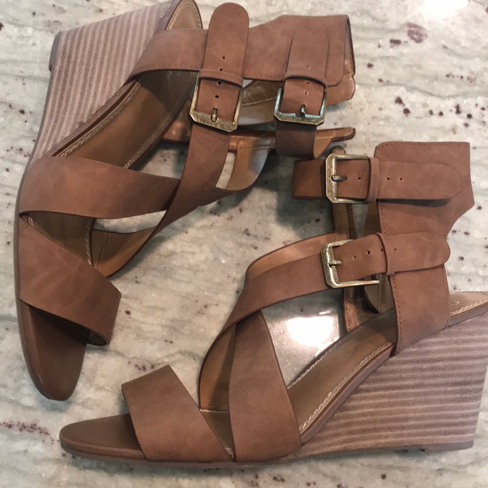 Brown Strappy Wedges
